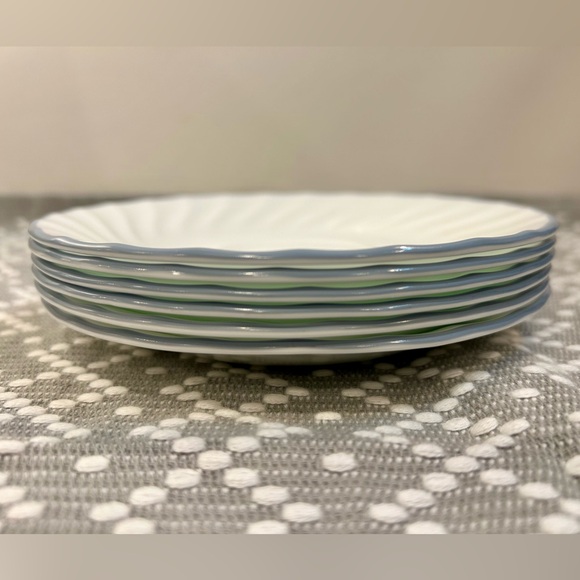 Set of 6 CORELLE Gray Band White Swirled Saucer Plates - Break & Chip Resistant - Picture 13 of 13